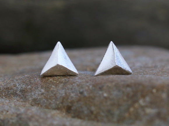 3D Triangle Stud Earrings