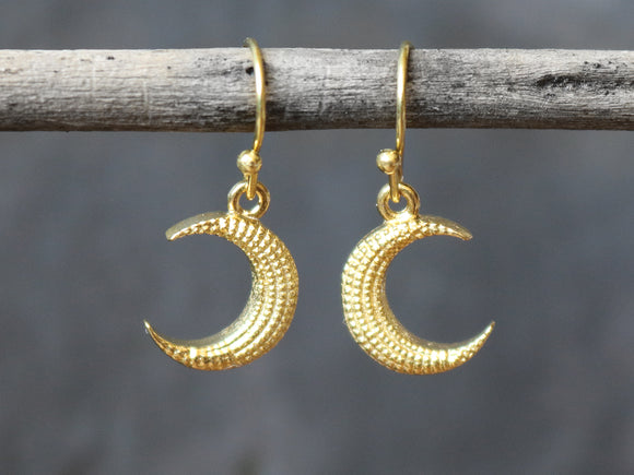 Textured Crescent Moon Earrings