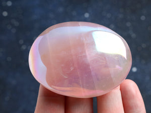 Aura Rose Quartz Palm Stone