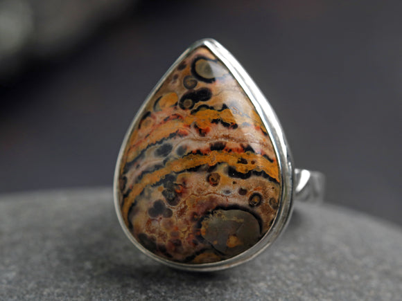 Leopard Jasper Teardrop Ring