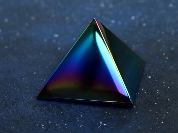 Rainbow Aura Obsidian Pyramid