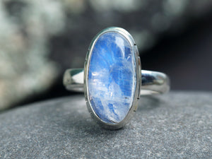Oval Blue Rainbow Moonstone Ring